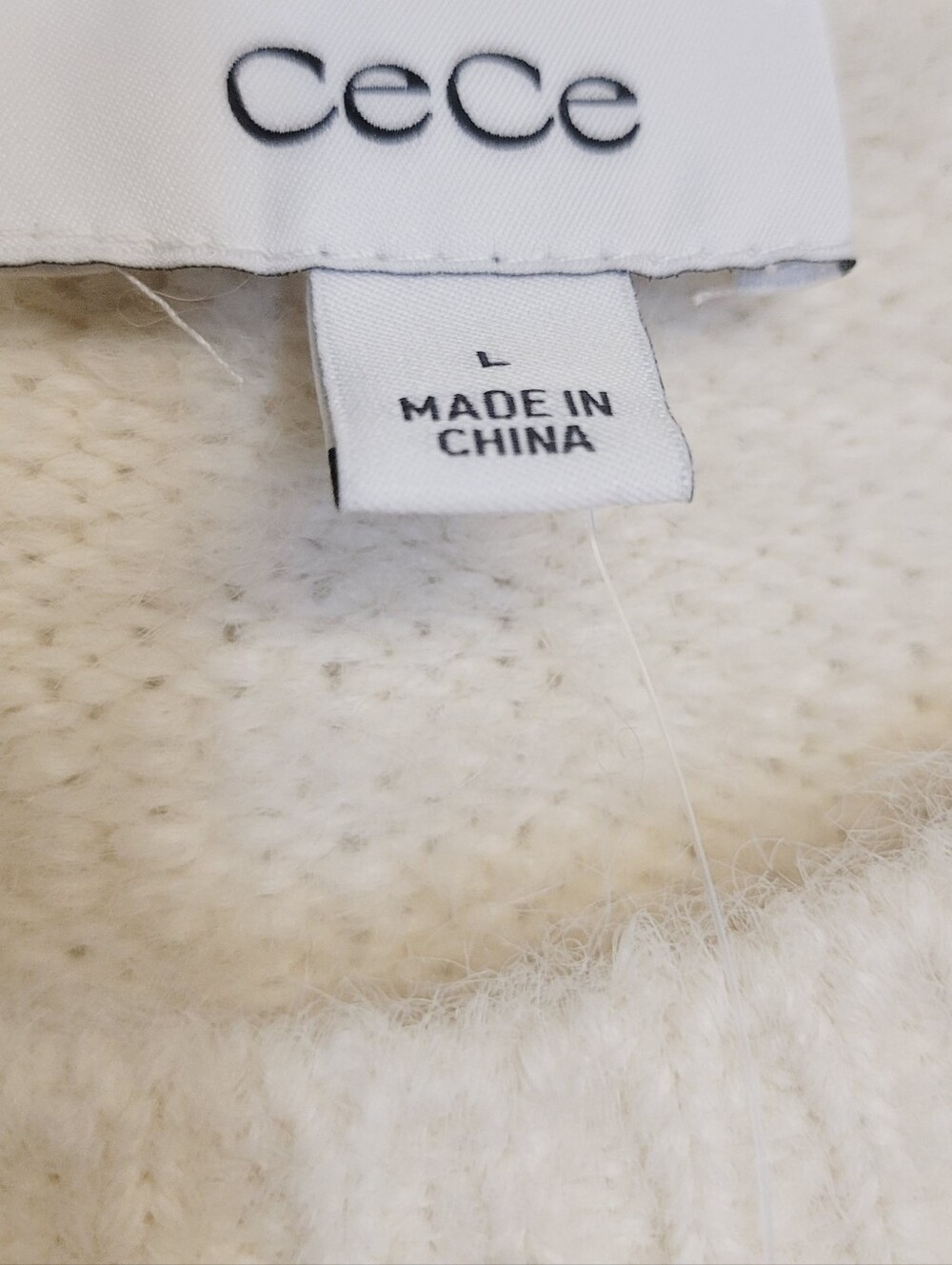 NWT CeCe  Puff Short Sleeve Wool-Blend Sweater in Marshmallow Cream Large - Picture 3 of 9